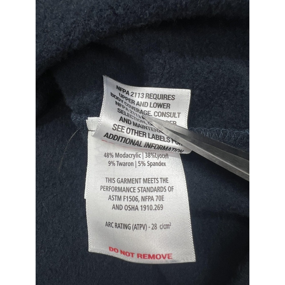 DragonWear Pullover Mens 3XL Blue Flame Resistant Fleece 1/4 Zip Mock Neck - Picture 6 of 9